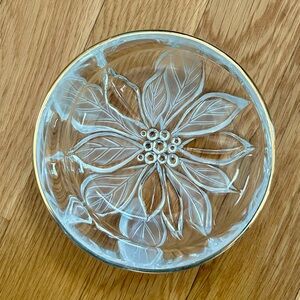 VTG Gold Guilded Poinsettia Round Tray Candy Dish